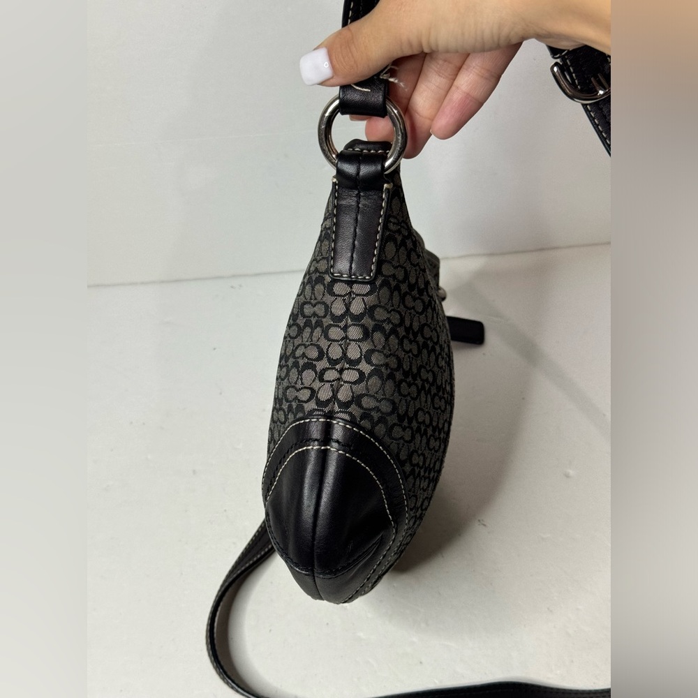 Coach Soho Signature Mini C Jacquard/Leather Crossbody Swingpack Bag Black Y2K - Picture 6 of 12